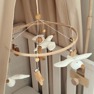 Seagulls crib mobile flying bird mobile girl Mobile bebe Mobile Nursery mobile Crochet baby mobile hanging mobile