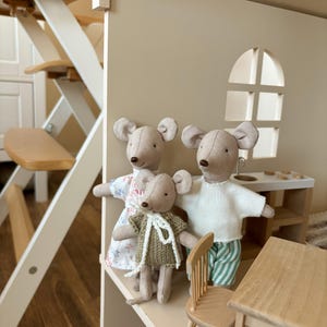 Set of little mice , family of cotton cute mouse, sewn toys, baby first toy , gray mice ,gift for girl , gift for boy, baby shower gift