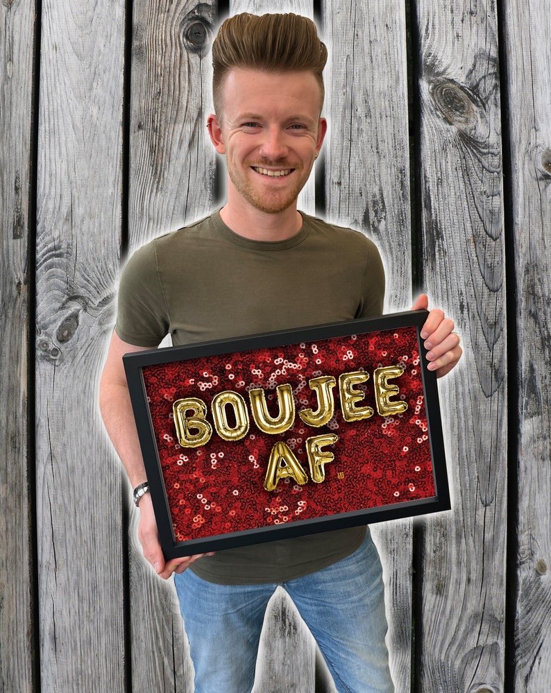 Boujee AF Balloon Font Wall Art Print | Red Sequin Glitter Rude | Gift ...