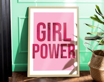 Estampado Pink Girl Power / Chica Jefa / Empoderamiento Femenino / Motivación Inspiradora Positiva / Derechos de la Mujer Obra de Arte Audaz A1 A2 A3 A4 A5