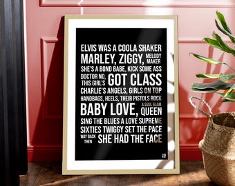 Song Lyrics Print | 90's Nostalgia Wall Art | Girl Power | Quirky Gallery Wall | A3 A4 A5