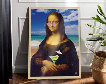 Mona Lisa Altered Art | Funny Vintage Renaissance Print | Eclectic