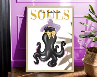 Disney Ursula Print Poster | Little Mermaid Villain | Quirky Fashion Illustration | Magazine Cover Wall Art | Gift for her | A1 A2 A3 A4 A5