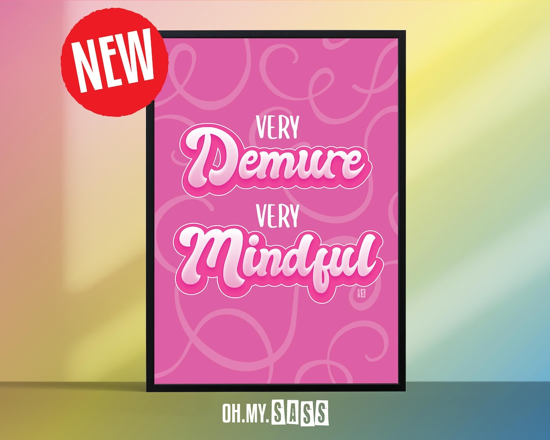 Demure Mindful Very Tiktok Viral Trend Quote Pink Girly Cute Typography ...
