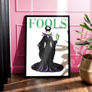 Disney Maleficent Magazine Cover Print | Sleeping Beauty Villain Quote | Fashion Illustration | Wall Art | Gift for her | A1 A2 A3 A4 A5 image 1