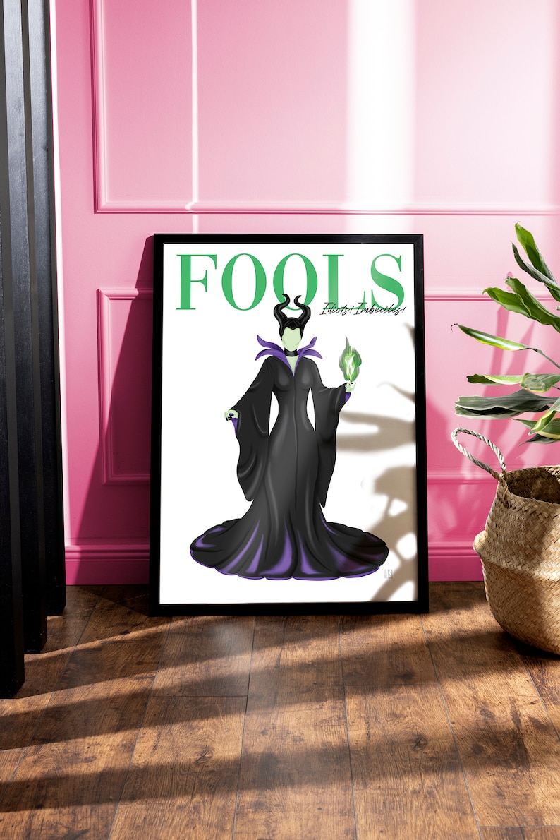 Disney Maleficent Magazine Cover Print | Sleeping Beauty Villain Quote | Fashion Illustration | Wall Art | Gift for her | A1 A2 A3 A4 A5 image 1