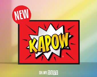 Comic Book Pop Art Superhero Words | Kapow Wow Boom Sassy | Cool Kids Children's Teen Bedroom Wall Art | A3 A4 A5
