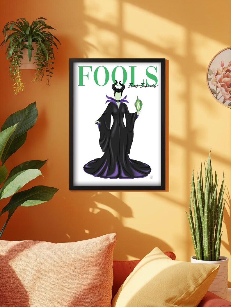 Disney Maleficent Magazine Cover Print | Sleeping Beauty Villain Quote | Fashion Illustration | Wall Art | Gift for her | A1 A2 A3 A4 A5 image 9