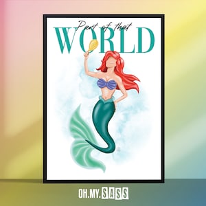 Ariel Little Mermaid Print | Disney Princess Poster | Musical Song Lyrics | Part of That World | Fashion Illustration Magazine | A3 A4 A5