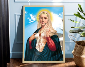 Lámina de la Virgen María / Póster de arte alterado "Como una virgen" / Cultura del orgullo gay / LGBTQ+ / Arte queer / Pared de galería / A1 A2 A3 A4 A5
