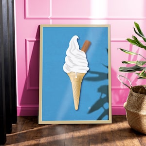 Ice Cream Print | Mr Whippy 99 | Summer Ice Lolly Poster | Colourful Retro Wall Print | Kids Sweets Gallery Wall Art | A1 A2 A3 A4 A5