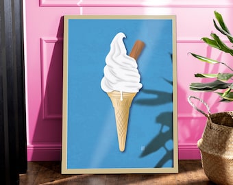 Ice Cream Print | Mr Whippy 99 | Summer Ice Lolly Poster | Colourful Retro Wall Print | Kids Sweets Gallery Wall Art | A1 A2 A3 A4 A5