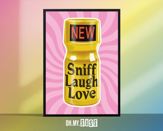 Buy Poppers 'sniff Laugh Love' Liquid Gold Print Gay Pride Culture