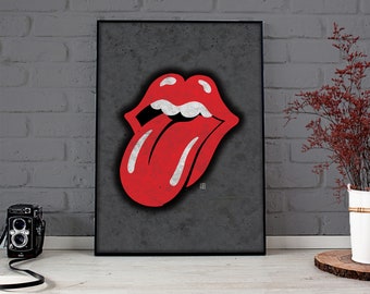 The Rolling Stones | Classic Tongue Lips Logo Fan Art | Song Lyrics Quirky Poster | Rock n' Roll Music Genre | Fun Wall Art  | A3 A4 A5