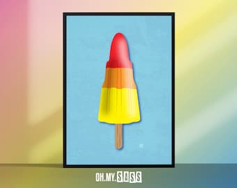 Rocket Ice Lolly Print | Summer Ice Cream Poster | Colourful Retro Wall Art | Kids Sweets Gallery Wall | Home Print | A3 A4 A5