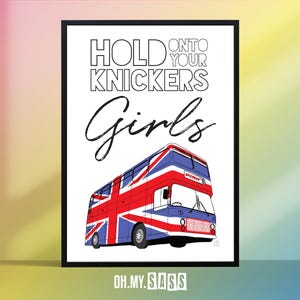 Impresión de autobús Union Jack / Cita cinematográfica / Cartel de grupo femenino nostálgico de los 90 / Póster de película musical británica / Girl Power World / A3 A4 A5