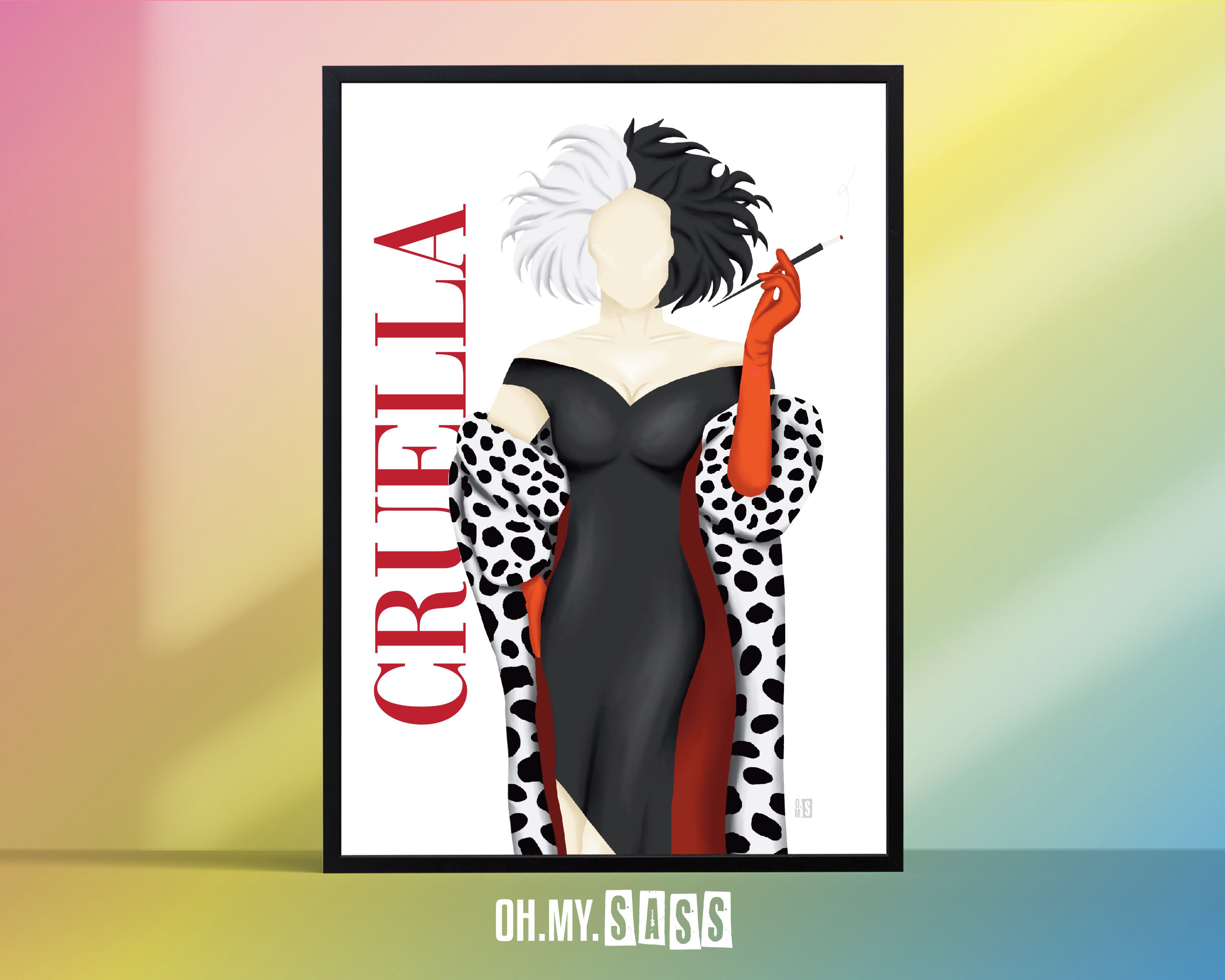 Cruella Art Print Cruella De Vil Poster Quote Villain Gifts 