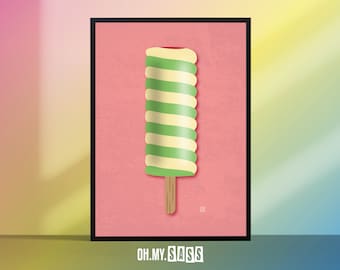 Twister Ice Lolly Print | Summer Ice Cream Poster | Colourful Retro Wall Art | Kids Sweets Gallery Wall | Home Print | A3 A4 A5 Print