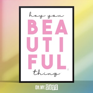 Impresión de pared con afirmación positiva en color rosa / Póster tipográfico para vestidor / Arte de pared de estética de belleza para el cabello / Arte para dormitorio de niña / A3 A4 A5