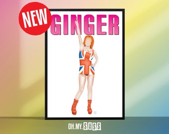 Spice Girls Ginger Spice Print | Geri Halliwell | Colourful Fun Art l 90s Nostalgia Poster | Brit Awards | British Pop Music | A3 A4 A5