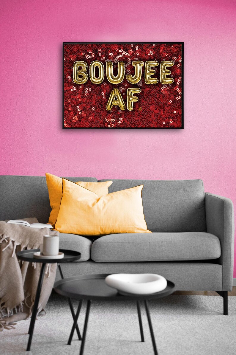 Boujee AF Balloon Font Wall Art Print | Red Sequin Glitter Rude | Gift ...