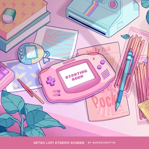 ANIMATED Stream Screens | Retro Lofi Aesthetic | Pastel Overlay | Retro Gamer | Room Scene | Kawaii | Pink