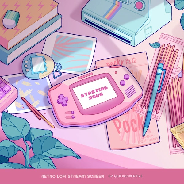 ANIMATED Stream Screens | Retro Lofi Aesthetic | Pastel Overlay | Retro Gamer | Room Scene | Kawaii | Pink