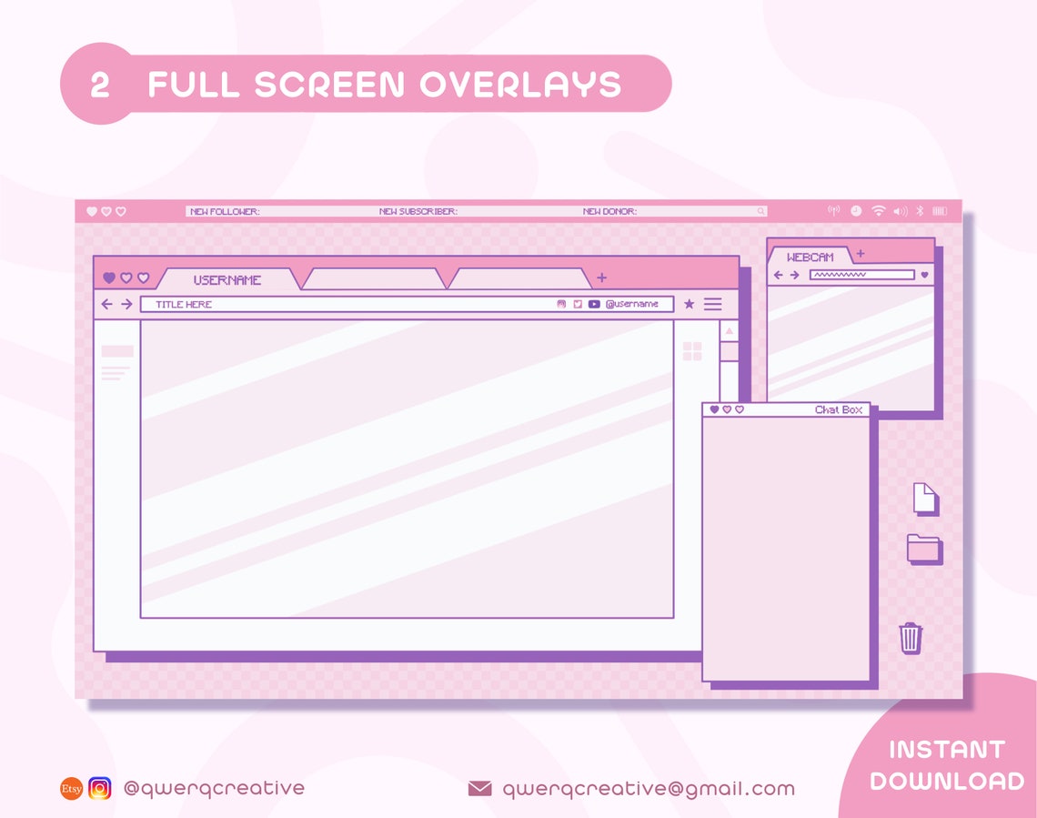Customizable Stream Overlay Pack Browser Aesthetic Twitch | Etsy