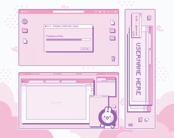 ANIMATED Browser Stream Package | Customizable | Retro Twitch Overlay | Pastel | Windows 95 Overlay | Twitch Overlay Package | Pixel