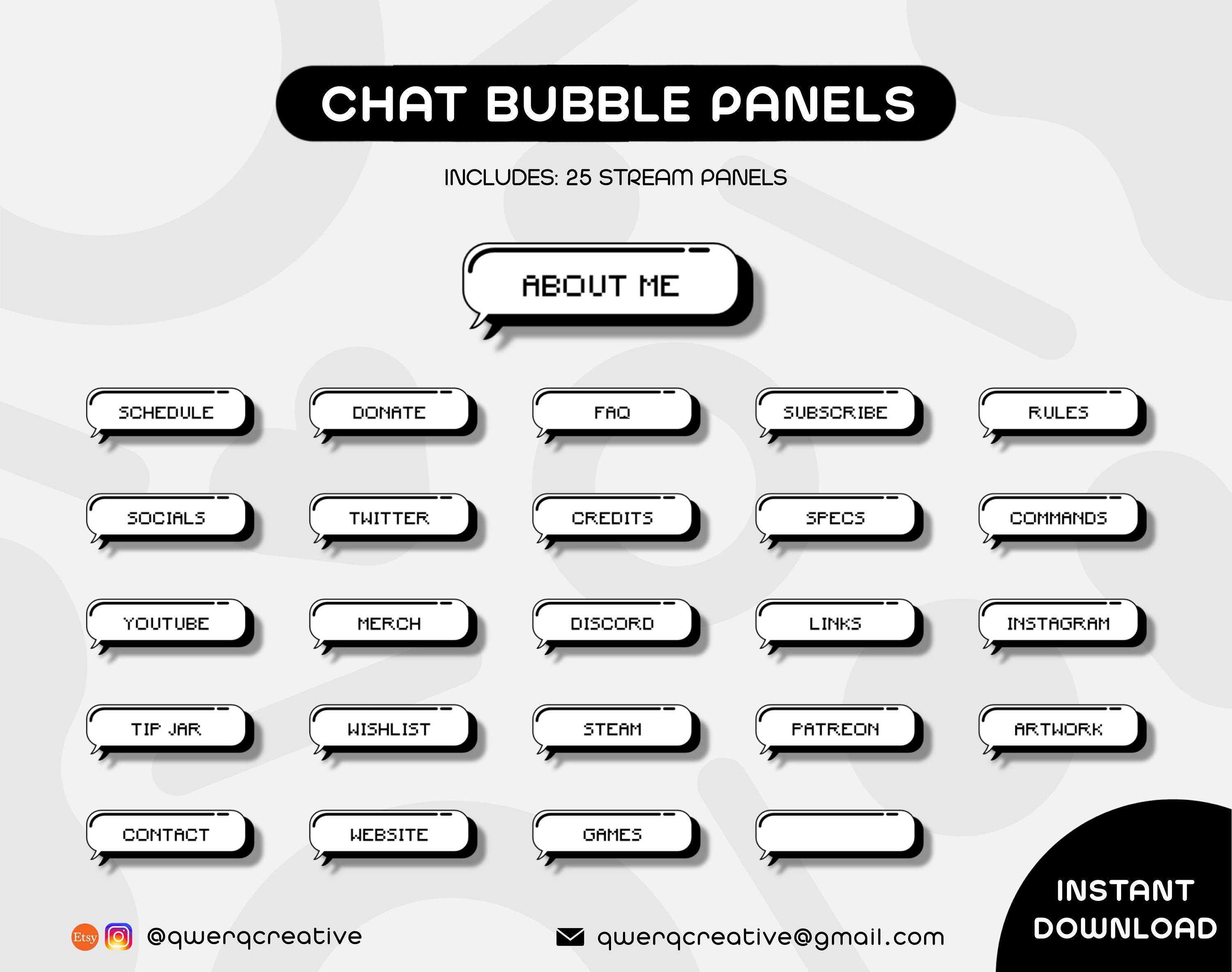 25 Stream Panels Chat Bubble Panels Individualisierbare | Etsy