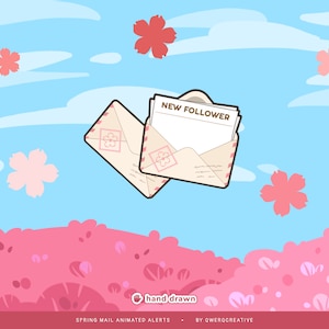 Alertas de correo de primavera ANIMADAS / Notificaciones emergentes / Alertas de transmisión / Flor de cerezo / Alerta de carta / Rosa