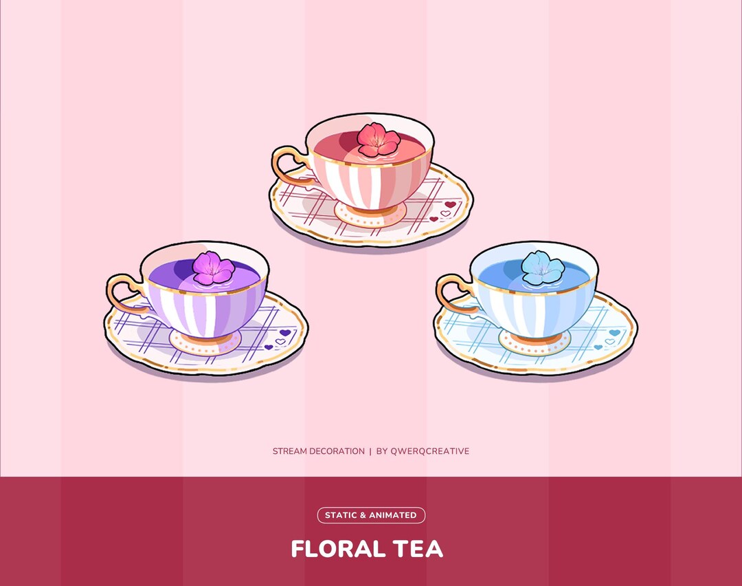 Floral Tea Asset | Stream Decoration | Vtuber Asset | Animated | Stream ...