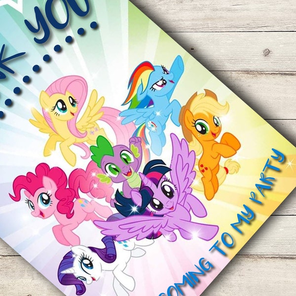 My little Pony Thank You Card, Birthday Party Invitation, Instant Download Template, Girl Birthday Invitation