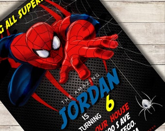 EDYTOWALNE zaproszenie urodzinowe, zaproszenie SPIDERMAN, zaproszenie na przyjęcie urodzinowe, szablon do natychmiastowego pobrania, zaproszenie na urodziny dziewczyny
