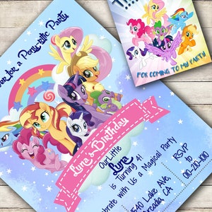 BUNDLE Bearbeitbare Geburtstagseinladung & Dankeskarte, Meine kleine Pony Einladung, Geburtstagsfeier Einladung, Instant Download Vorlage