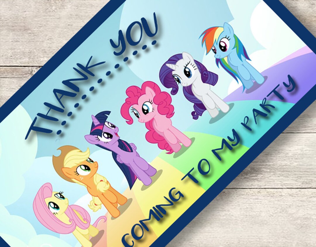 My Little Pony Thank You Card, Birthday Party Invitation, Instant