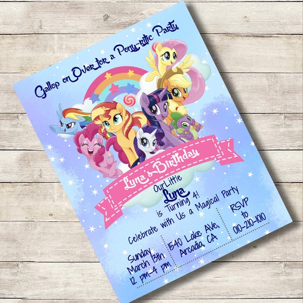 Invitación de cumpleaños editable, Invitación de mi pequeño pony, Invitación a fiesta de cumpleaños, Plantilla de descarga instantánea