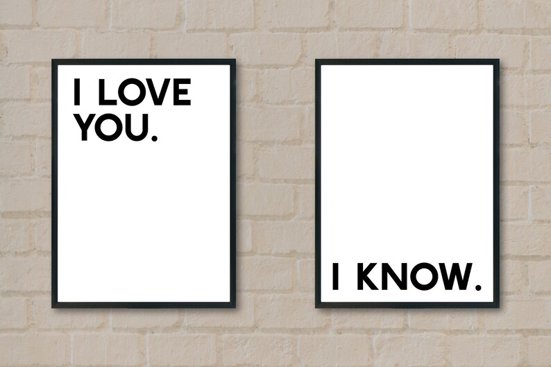 Wall Art I Love You I Know Star Wars Quote Digital Etsy