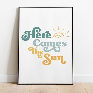 Wall Art, Here Comes The Sun, The Beatles, Lyrics, Digital Download