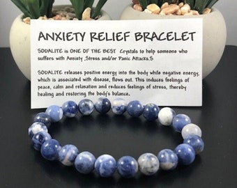 Sodalite Anxiety Relief Bracelet: Genuine Gemstone, Stress Relief