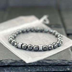 Hematite Beaded Bracelet: Energy Protection, Grounding Stone