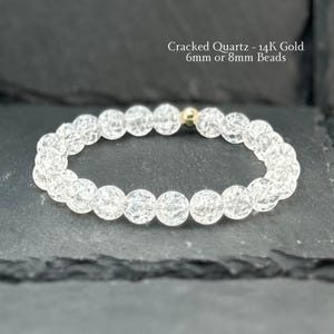 Bracelet quartz fissuré : rehaussé d&#39;or 14 carats, pierre précieuse faite main
