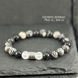 Gifts for Gemini Birthday Gemini Zodiac Bracelet ,Gemstone Stretch Beaded Bracelet, Gemini Birthday Gifts ,Bracelets for Men Women ,Crystals