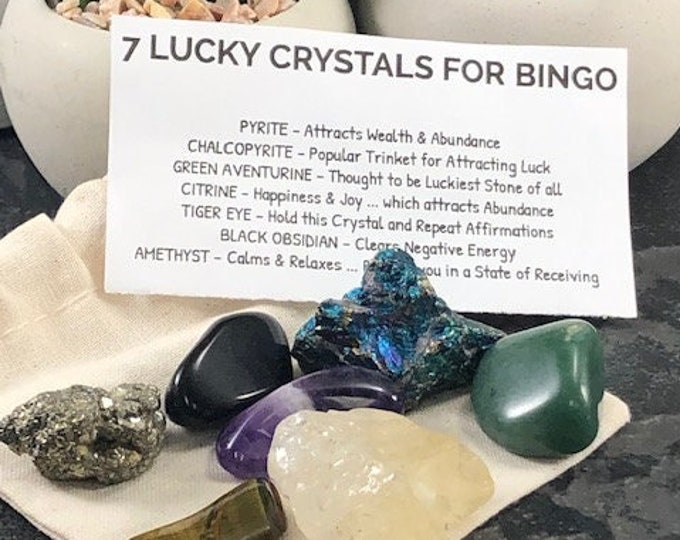 7 Lucky Crystals for Bingo , Lucky Crystal Gift Bag , Crystals for Good Luck , Bingo Trinkets