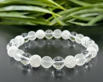 Natural Quartz Bracelet ,Healing Crystal Gemstone Bracelet , High Vibrational Bracelet , Meditation Bracelet , Beaded Bracelets , Men, Women