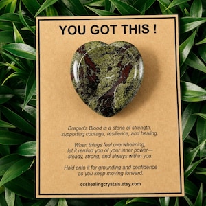 Dragon’s Blood Crystal Heart Worry Stone Gift, Encouragement Strength Stone, Anxiety Comfort Pocket Token, Motivational Healing Keepsake