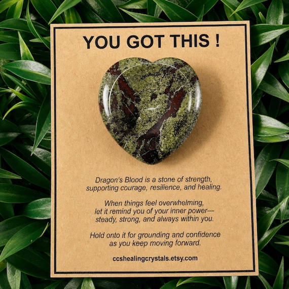 Dragon’s Blood Crystal Heart Worry Stone Gift, Encouragement Strength Stone, Anxiety Comfort Pocket Token, Motivational Healing Keepsake