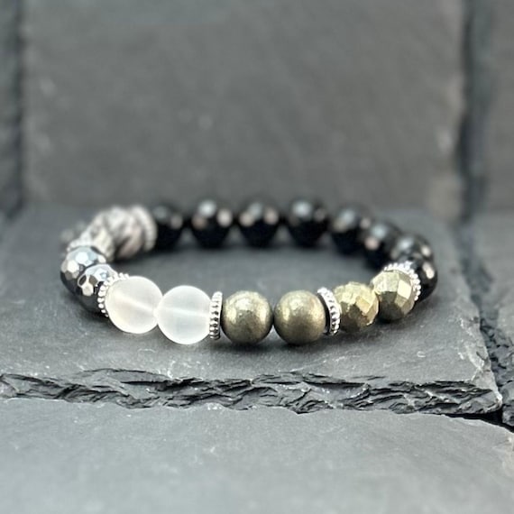Energy Shield Bracelet: Pyrite, Black Onyx, Jasper, Hematite
