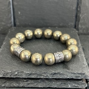 Genuine Pyrite Bracelet, Abundance Crystal Healing, Handmade