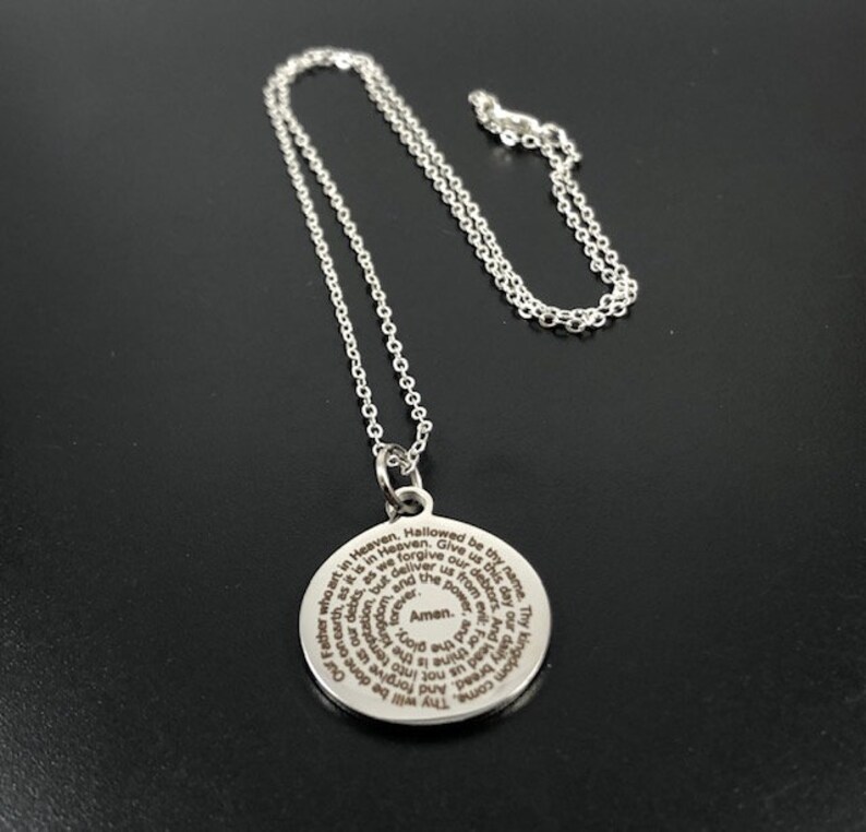 Lords prayer necklace stainless steel charm necklace etsy